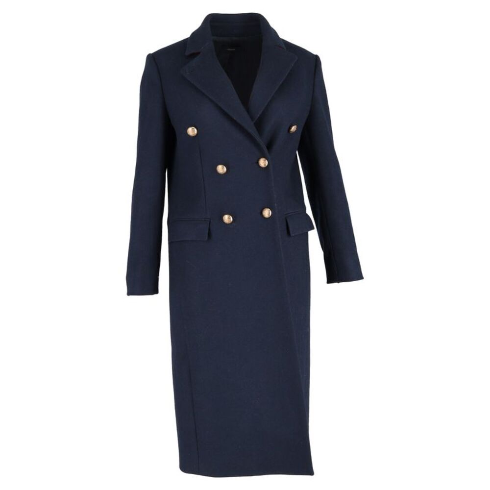 Joseph Double-Breasted Coat in Navy Blue Wool